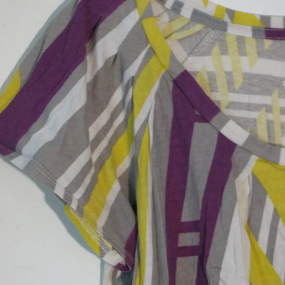 * Mossimo Colorful Blouse Small Purple Gray Abstract 100% Cotton - Picture 3 of 3